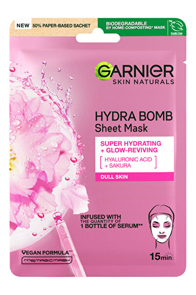 Garnier Skin Naturals Sakura și mască cu acid hialuronic, 28 g