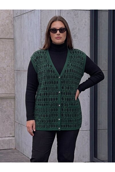 onno style women DESENLİ ÇELİK ÖRGÜ KLASİK TRİKO YELEK