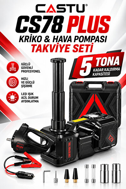 CASTU ELEKTRİKLİ 5 TON HİDROLİK KRIKO HAVA POMPASI BİJON ANAHTARI