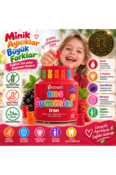 Genel Markalar Kids Gummies Iron Demir 60 Çiğnenebilir Form | Çocuklar İçin D...