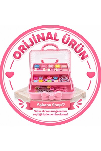 Aşkana yuvanıza aşkla... Çocuk Makyaj & Takı Organizeri Pembe Katlı Çok Bölme...