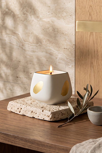 MORF Design NOOK El Yapımı Beton Mum | Amber, Vanilya ve Baharat Notalı | Kap...