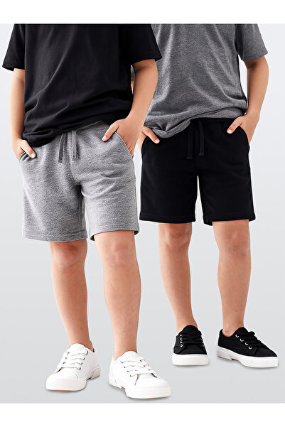 Denokids Boys' Shorts 2-Pack Black Shorts Gray Shorts