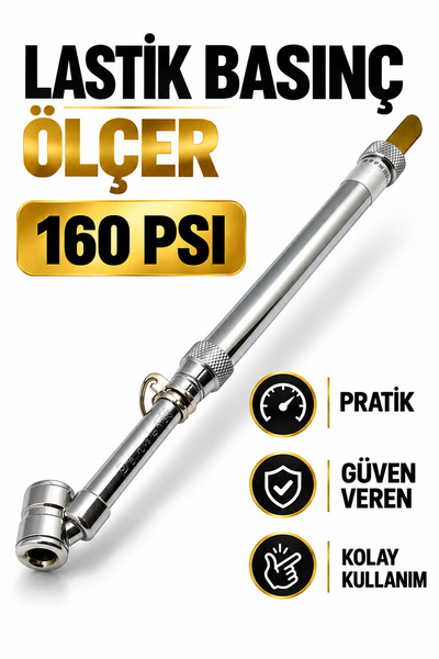 RUFTPRO Lastik Basınç Ölçer 160 Psı Metal Gövde Hassas Hava Basınç Ölçüm Cihazı