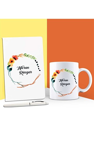 EJOYA Hediyeji Kişiye Özel İsimli Defter Kupa ve Kalem Set 85982