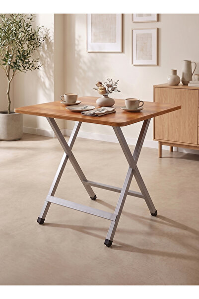 Taimi Folding Dining Table60x60x70cm,With Wooden Top & Metal Frame,for Kitche...