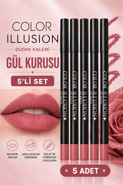Huncalife Color Illusion Dudak Kalemi Gül Kurusu - 5 Adet