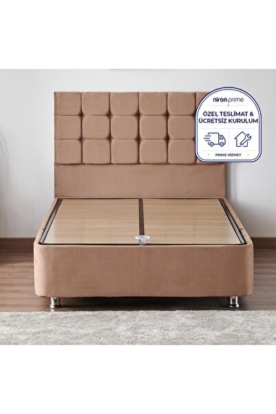 Niron Yatak Niron Rama Baza Ve Başlık Seti 120x200 Cm Tek Kişilik Sütlü Kahve...