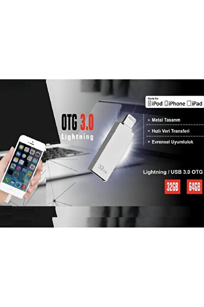 Şıktek Apple Compatible 32GB-64GB Flash Belek iPhone USB Lightning OTG Flash Belek for Both Phone and PC