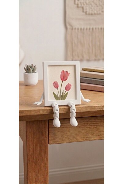3D Beyaz Fotoğraf Çerçevesi Vesikalık-Çocuk Çerçevesi-Masaüstü Hediyelik Çerç...