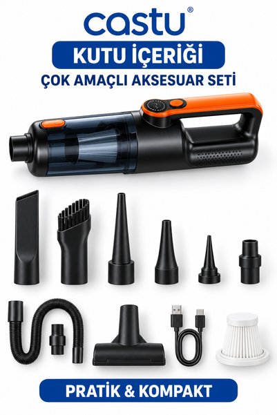 CASTU CS76 Plus Max 22000Pa Şarjlı Kablosuz El Süpürgesi Araç ve Ev İçin 5 Ba...