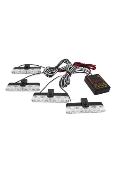 Ruan Set 4 stroboscoape pentru grila cu 4 leduri lumina galbena telecomana