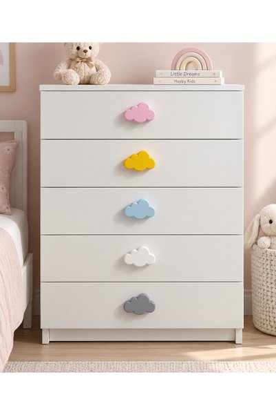 TURUNÇ AKSESUAR Large Gray Cloud Handle - Width 11 cm Length 6.5 cm Baby Kids Teen Room Cabinet Drawer Furniture Handle