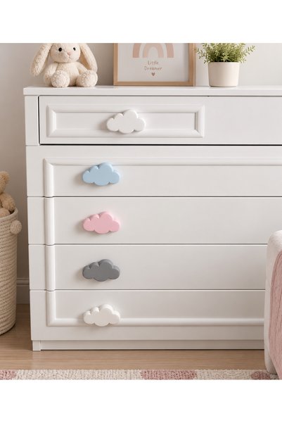 TURUNÇ AKSESUAR Large White Cloud Handle - Width 11 cm Length 6.5 cm Baby Kids Teen Room Cabinet Drawer Furniture Handle