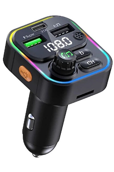 Ruan Modulator FM auto cu funcție Bluetooth, wireless, RGB, 7 culori
