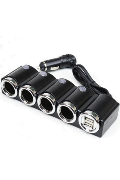 PRİZE Priza auto 1504 cu 6 intrari 12V In-Car negru MULTIPLICATOR
