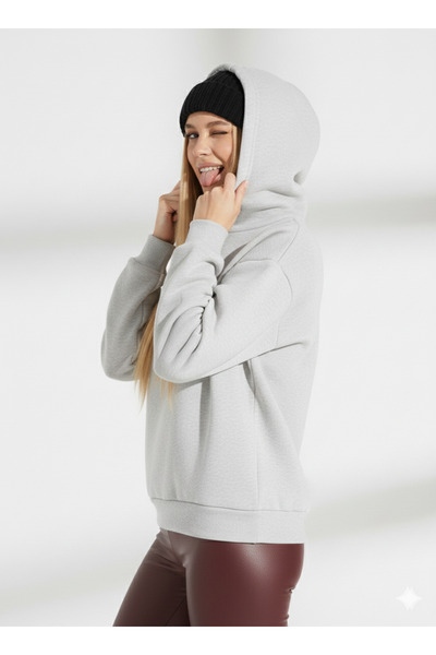 ribana Women's Hooded three-thread hello kitty b Printed soft touch cotton-lined long sleeve sweatshirt