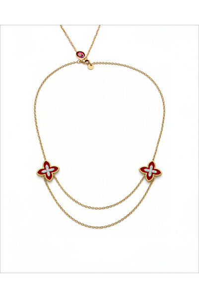 JewelsofHope Red Zircon Stone Star 316L Steel Women's Necklace - Tarnish-Free...
