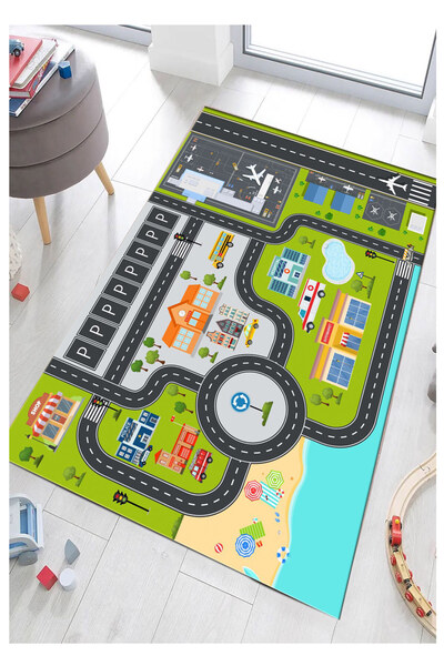 STY Home Otoparklı Yol Çocuk Halısı Yıkanabilir Kaymaz Taban bebek Ve Çocuk O...