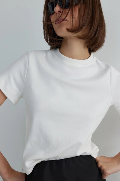 Suud Collection Ekru Comfy Basic Tişört
