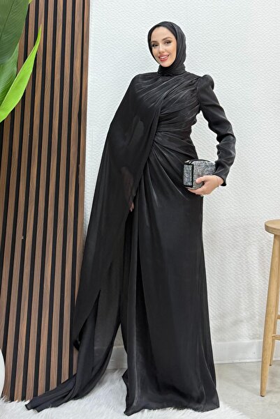 GİYZAMİLA Burcu Hijab Evening Dress Black