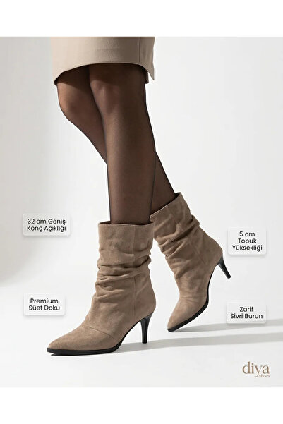 diya shoes Jolie Women's Boots, Large Model Without Zipper, Stylish Heel and ...