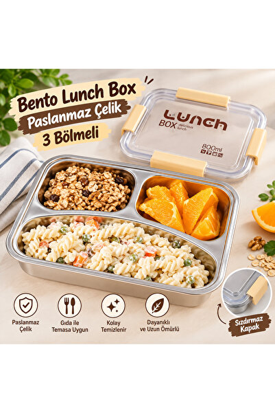 Kayra Stone 800ml Bento Lunch Box - with 3 Spoons Gift, Stainless Steel (P05)