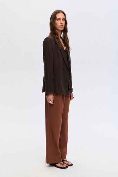 W Collection AÇIK KAHVE PİLELİ KEMERLİ PANTOLON