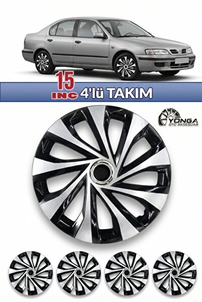 YONGA OTO AKSESUAR NİSSAN PRİMERA 15 İnç Jant Kapağı 4'lü Set Gümüş Siyah + 4...