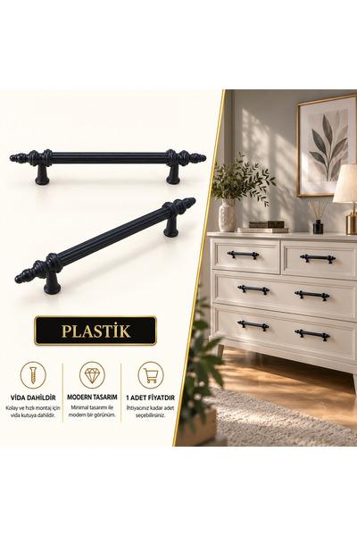 alacalı metal&mobilya aksesuarları A-SİYAH BORU (PLASTİK) BORU DOLAP-ÇEKMECE-...