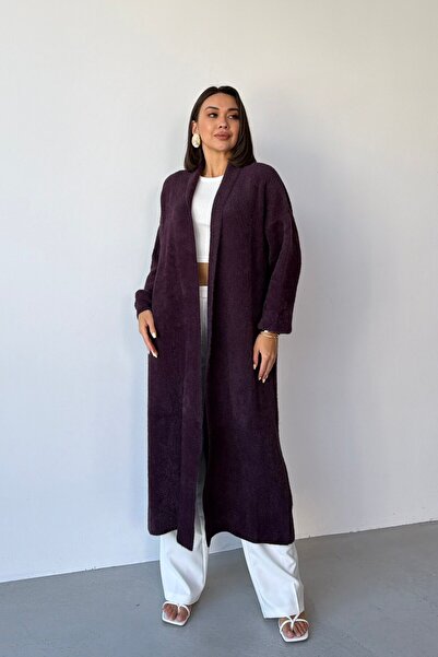 Serica Moda Cardigan lung cu bretele, culoare prună