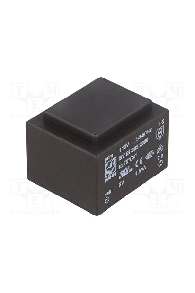 OEM Transformator capsulat HAHN BVEI3032809, 1.5VA, 110VAC, 9V, 167mA, PCB, BVEI
