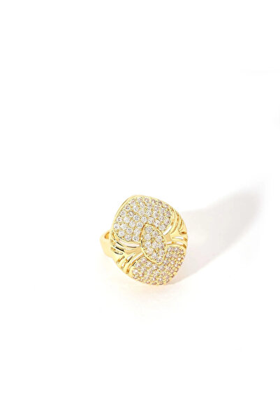 Peach Jewelry Γυναικείο δαχτυλίδι από ανοξείδωτο ατσάλι, επιχρυσωμένο, με ζιρ...