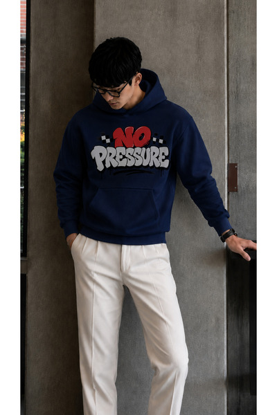 caddekombin Men's Street Style No Pressure Checkered Detailed Typography Grap...