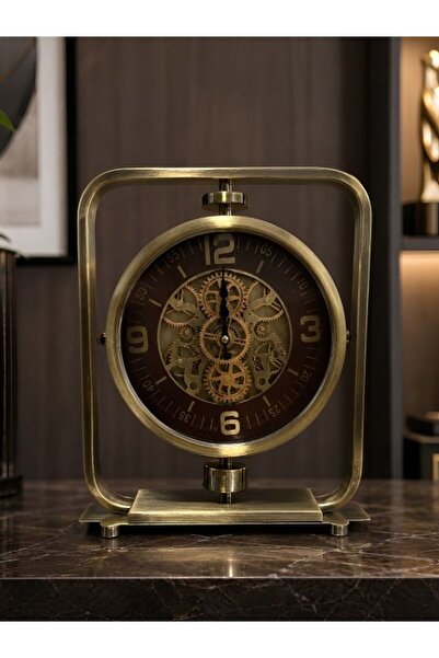 Time Gold Dekoratif Çarklı Mekanizma Masa Saati