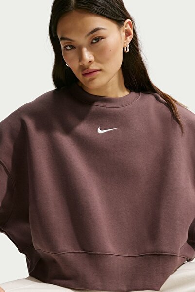 Nike Sportswear Essential Collection Fleece Oversized Kadın Sweatshirt Mor