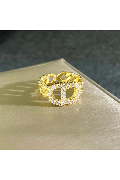 Peach Jewelry Γυναικείο δαχτυλίδι από ατσάλι τιτανίου, επιχρυσωμένο, με ζιργκόν