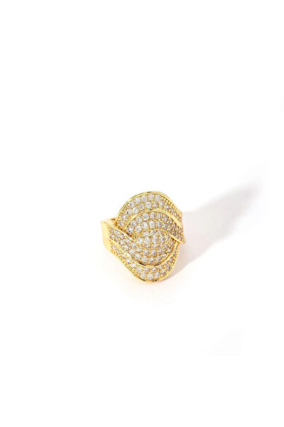 Peach Jewelry Γυναικείο δαχτυλίδι από ανοξείδωτο ατσάλι, επιχρυσωμένο, με ζιρ...