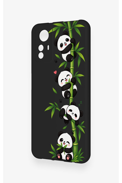 Vip Case Redmi Note 12S Uyumlu Sevimli Panda Bambu Desenli Silikon Kılıf