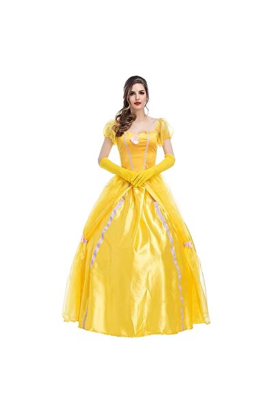 Funny Party Shop Belle Dress for Women – Yellow Princess Costume with Elegant...