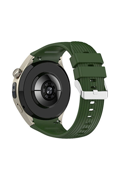 OEM Huawei Watch 5 46mm Ριγέ λουράκι σιλικόνης Στρατιωτικό πράσινο