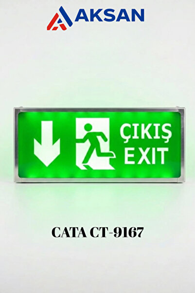 Cata CT-9167 LED Şarjlı Acil Çıkış Levhası 3 Saat Süreli Çift Taraflı Exit Ar...