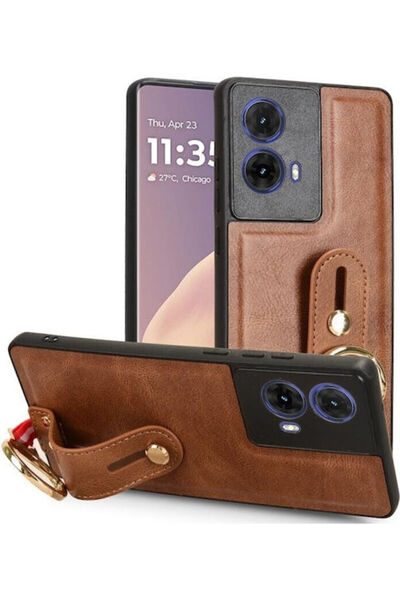 OEM Θήκη Πλάτης Σιλικόνης με Λουράκι Καφέ (Motorola Edge 50 Fusion)