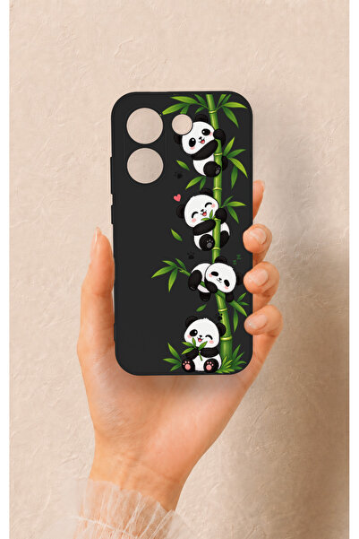 Vip Case Poco X8 Pro Uyumlu Sevimli Panda Bambu Desenli Silikon Kılıf