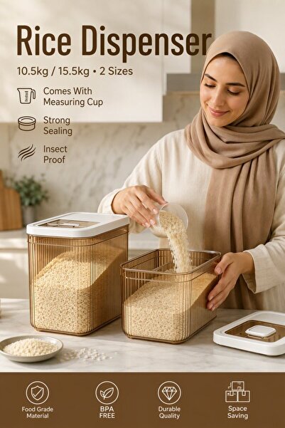 Generic حاوية تخزين الأرز محكمة الإغلاق للحيوانات الأليفة مع كوب قياس، مقاومة...