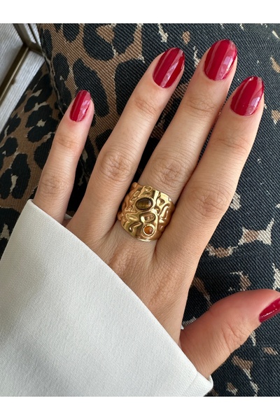 ringbox خاتم ذهبي من الفولاذ المقاوم للصدأ، سميك ومرصع بالأحجار، بتصميم ذاتي ...