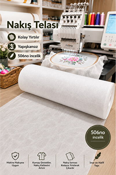 LİVA CRAFT Art & Craft Nakış Telası, 506No Kolay Yırtılan Makine Nakışı Altın...