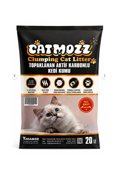 CatMozz 20 Lt Aktif Karbonlu İnce Taneli Topaklaşan Bentonit Kedi Kumu