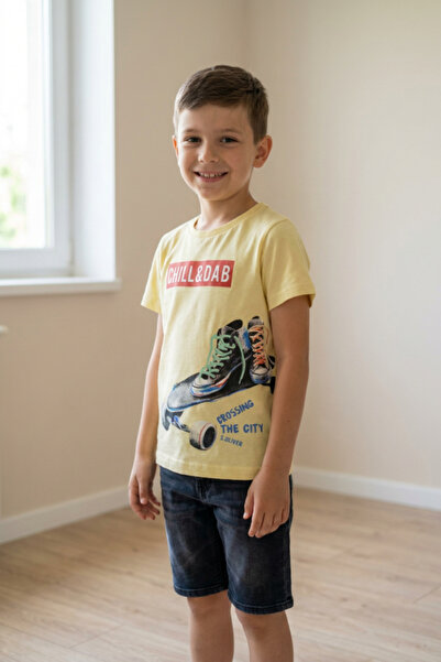 OEM Tricou baieti din bumbac cu maneca scurta, imprimeu skate si mesaj urban,...