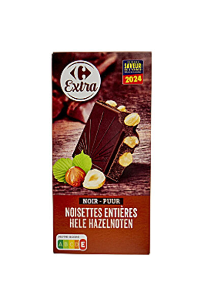 Carrefour Extra Ciocolată neagră cu alune întregi Carrefour Extra, 200g